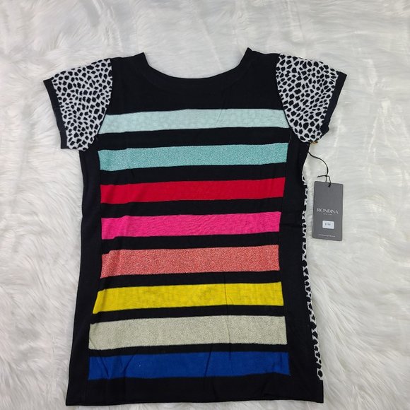 Rondina Tops - Rondina Etcetera Boat Neck Short Sleeve Top Small